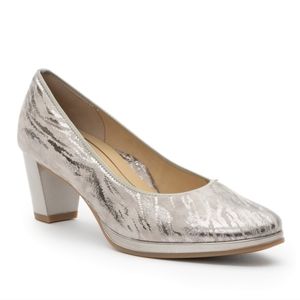 Ara Sasso Ophelia Metallic Silver Shimmer Embossed Leather Pump, UK 2.5/US 5